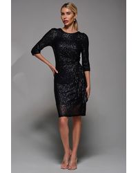 Jolie Moi - 3/4 Sleeve Sequin Dress - Lyst
