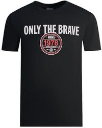 DIESEL - Only The Braec Circle Logo Black T-shirt - Lyst