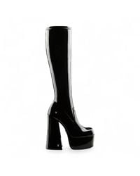 TruClothing - Shiny Knee-High Sock Platform Goth Heel Boots - Lyst
