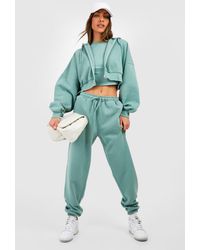 Boohoo - 3 Piece Cropped Zip Through Hooded Tracksuit - Lyst
