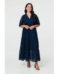 Izabel London - Curve Floral Lace 1/2 Sleeve Maxi Dress - Lyst