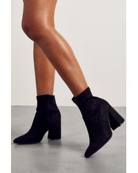 MissPap - Faux Suede Flared Heeled Boots - Lyst