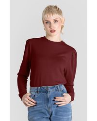 Enorsia - Long Sleeve Crew Neck Jersey Top With Puff Sleeve - Lyst