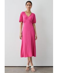 PRINCIPLES - Pink Jersey V Neck Midi Dress - Lyst
