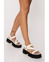 Nasty Gal - Faux Leather Studded Chunky Sandals - Lyst