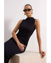 WOVCOR - Ribbed High Neck Sleeveless Maxi Dress - Lyst