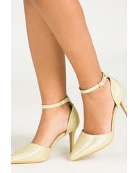 Krisp - Ankle Strap Pointed Glitter Heels - Lyst