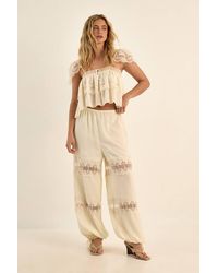 Nasty Gal - Chiffon Lace Trim Balloon Leg Tie Cuff Co-Ord Trousers - Lyst