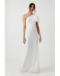 Coast - One Shoulder Statement Bow Sequin Lace Wedding Dress - Lyst