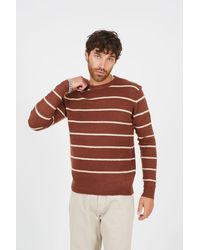 Brave Soul - Crew Neck Striped Textured Knit Jumper - Lyst