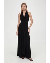 Roselle - Cowl Neck Halterneck Knot Front Split Slinky Maxi Dress - Lyst