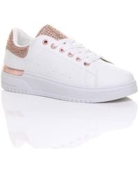 AJVANI - Flat Heel Diamante Sparkly Trainers - Lyst