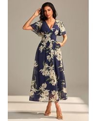 Jolie Moi - Layered Angel Sleeved Chiffon Maxi Dress - Lyst