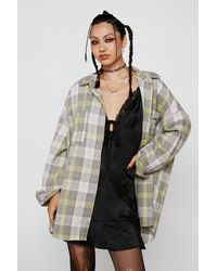 Nasty Gal - Oversized Button Down Check Shirt - Lyst