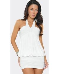 EGO - Blouson Style Sleeveless Ruched Mini Dress - Lyst