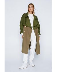 Nasty Gal - Two Tone Belted Oversized Trench Coat - Lyst