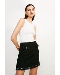 Karen Millen - Boucle Stud Trim Mini Skirt - Lyst