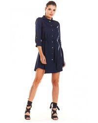 Love Lace - Collared Long Sleeve Buttoned Dress With Buttons - Lyst