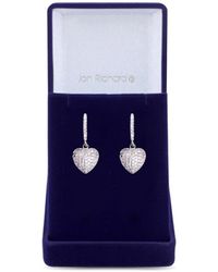 Jon Richard - Rhodium Plated Cubic Micro Pave Heart Charm Earrings - Lyst