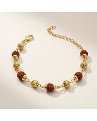 The Colourful Aura - 18Ct Plated Indian Lord Shiva Rudraksha Beaded Hindu Bracelet - Lyst