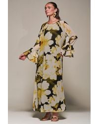 Jolie Moi - Chiffon Long Sleeve Shift Maxi Dress - Lyst
