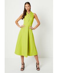 Coast - Crepe Pleat Collar Full Skirt Midi Dress - Lyst