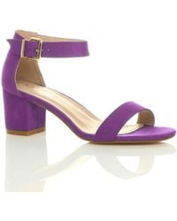 AJVANI - Mid Block Heel Ankle Strap Sandals - Lyst