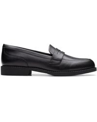 Clarks - Tapa Edge Youth Leather Loafers, Slip Ons, School Shoes - Lyst