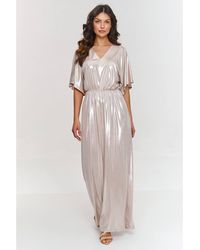 Love Lace - Relaxed V-Neck Short Sleeve Wide Leg Jumpsuit - Lyst