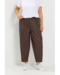Yours - Suede Barrel Leg Trousers - Lyst
