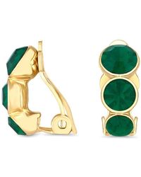 Jon Richard - Gold Plated Graduated Emerald Cubic Zirconia Round Clip Earrings - Lyst