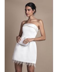 Coast - Strapless Satin Mini Wedding Dress With Hem Pearl Trim - Lyst
