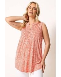 Yours - Floral Ikat Print Sleeveless Swing Blouse - Lyst