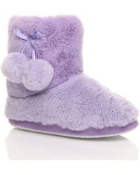 AJVANI - Faux Fur Lined Slip On Memory Foam Mules Slippers - Lyst