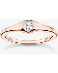 Thomas Sabo - Rose Plated Bezel Set Heart Ring Tr2390-416-14-50 - Lyst