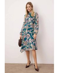 WOVCOR - Printed Lined Chiffon Midi Woven Dress - Lyst