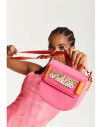 House of Holland - Pink And Orange Crossbody Bag With Logo Printed Acrylic Front - Lyst