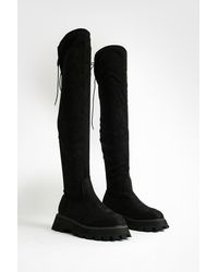 Boohoo - Chunky Stretch Knee High Boots - Lyst