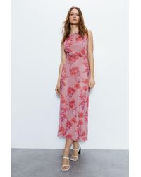 Warehouse - Open Back Floral Midi Dress - Lyst