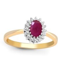 Jewelco London - 9Ct Diamond Ruby Classic Royal Cluster Ring 9Mm - Lyst