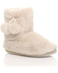 AJVANI - Faux Fur Lined Slip On Memory Foam Mules Slippers - Lyst