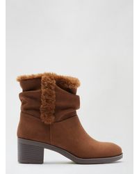 Dorothy Perkins - Wide Fit Tan Madrid Rouched Boots - Lyst