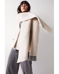 Warehouse - Premium Brushed Wool Blend Scarf Coat - Lyst