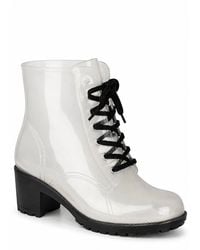 Spot on - Lace Up Block Heel Ankle Boots - Lyst