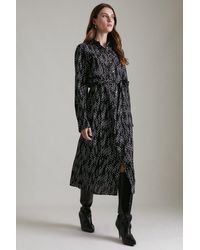 Karen Millen - Linear Geo Print Woven Midi Shirt Dress - Lyst