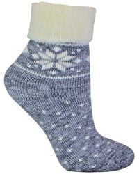Sock Snob - 1 Pack Soft Warm Wool Bed Socks With Fairisle Design - Lyst