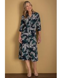 Anna Rose - Leaf Print Jersey Shirt Dress - Lyst