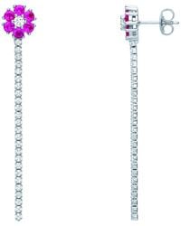 Jewelco London - Cz Flower Petal Cluster Shoulder Duster Drop Earrings - Lyst