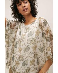 Oasis - Viscose Silk Mix Printed Kimono Sleeve Top - Lyst