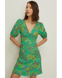 Oasis - Petite Textured Floral Tie Back Mini Dress - Lyst